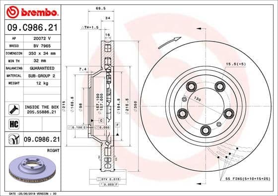 Brake Disc PRIME LINE - UV Coated 09.C986.21