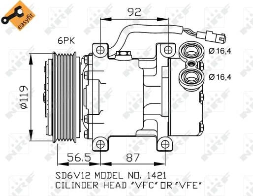 Compressor, air conditioning EASY FIT 32244 - image 3