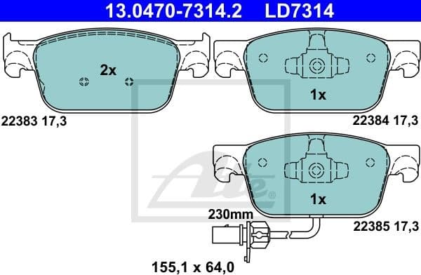 Brake Pad Set, disc brake ATE Ceramic 13047073142