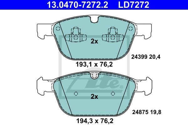 Brake Pad Set, disc brake ATE Ceramic 13047072722