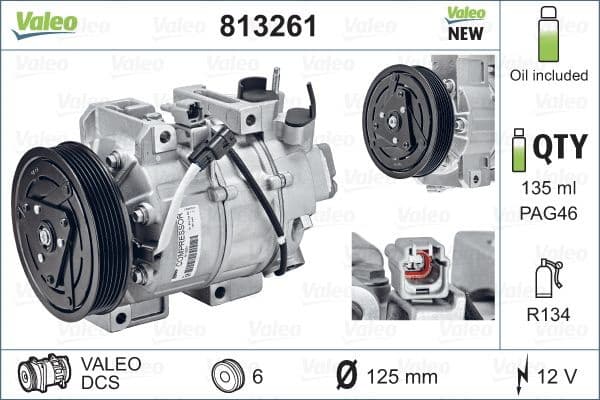 Compressor, air conditioning VALEO ORIGINS NEW OE TECHNOLOGY 813261