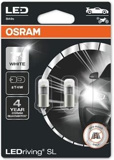 OSRAM LED Bulbs T4W 1W 12V BA9S BLI2 2vnt - 3893DWP-02B