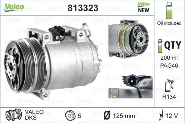 Compressor, air conditioning VALEO ORIGINS NEW OE TECHNOLOGY 813323