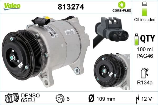Compressor, air conditioning VALEO CORE-FLEX 813274
