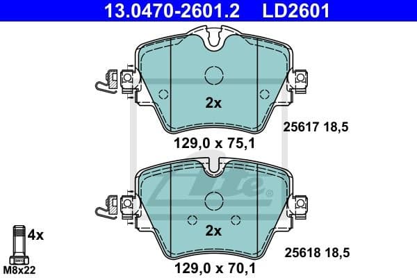 Brake Pad Set, disc brake ATE Ceramic 13.0470-2601.2