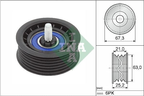 Deflection/Guide Pulley, V-ribbed belt 532 0906 10