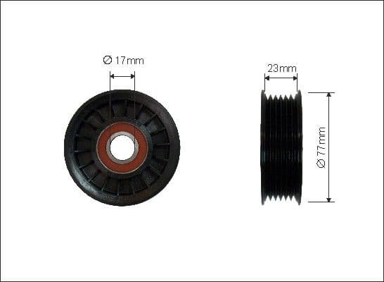 Deflection/Guide Pulley, V-ribbed belt 99-00