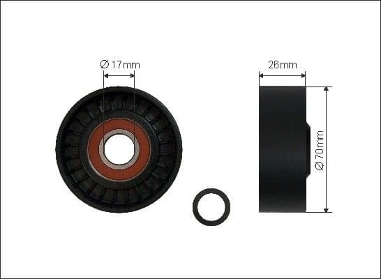 Tensioner Pulley, V-ribbed belt 500336