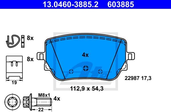 Brake Pad Set, disc brake 13.0460-3885.2