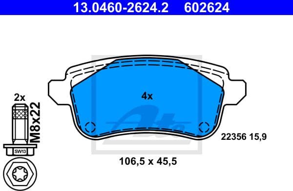 Brake Pad Set, disc brake 13.0460-2624.2