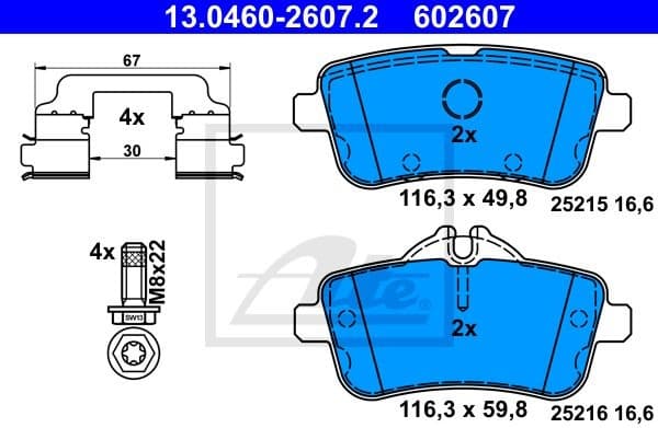 Brake Pad Set, disc brake 13.0460-2607.2