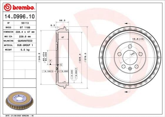 Brake Drum ESSENTIAL LINE 14.D996.10