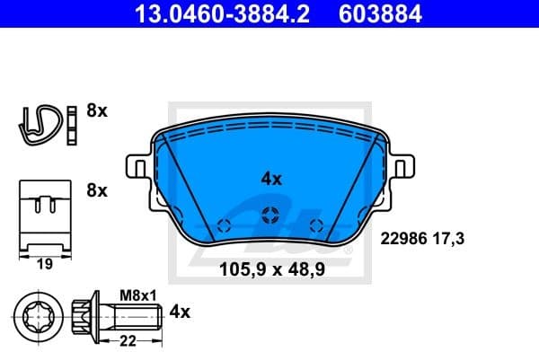 Brake Pad Set, disc brake 13.0460-3884.2