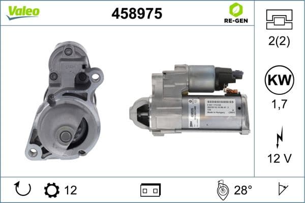 Starter VALEO RE-GEN REMANUFACTURED STOP&START 458975