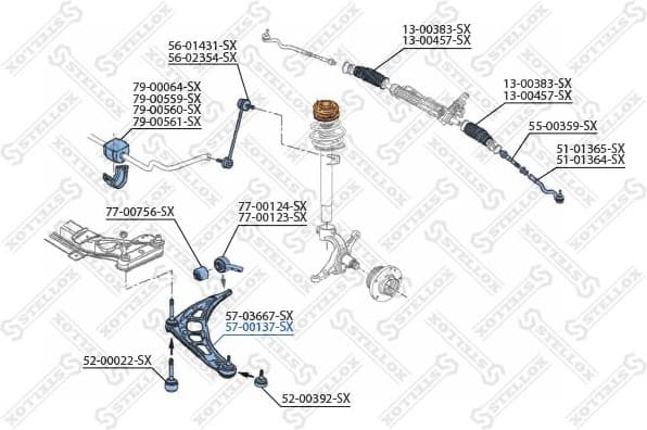 Control/Trailing Arm, wheel suspension 57-00137-SX