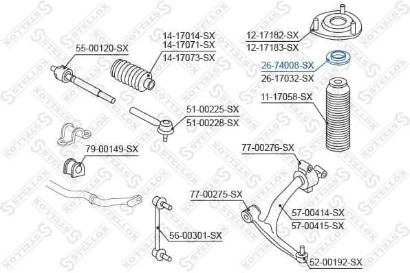 Rolling Bearing, suspension strut support mount 26-74008-SX - image 2