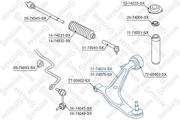 Control/Trailing Arm, wheel suspension 57-74074-SX - image 2