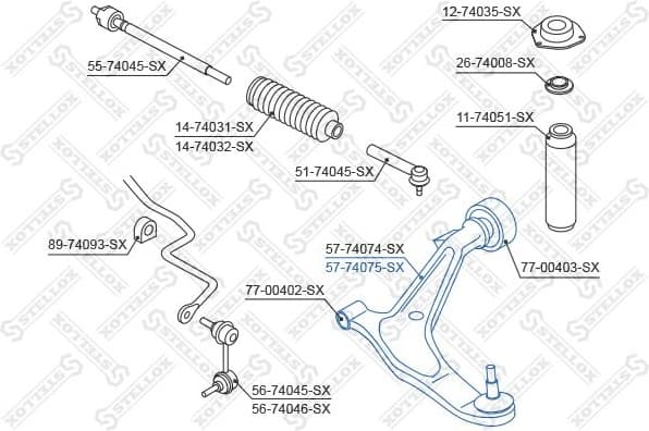 Control/Trailing Arm, wheel suspension 57-74075-SX - image 2