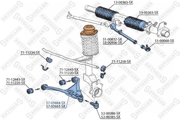 Control/Trailing Arm, wheel suspension 57-03664-SX