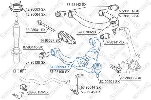 Control/Trailing Arm, wheel suspension 57-98099-SX