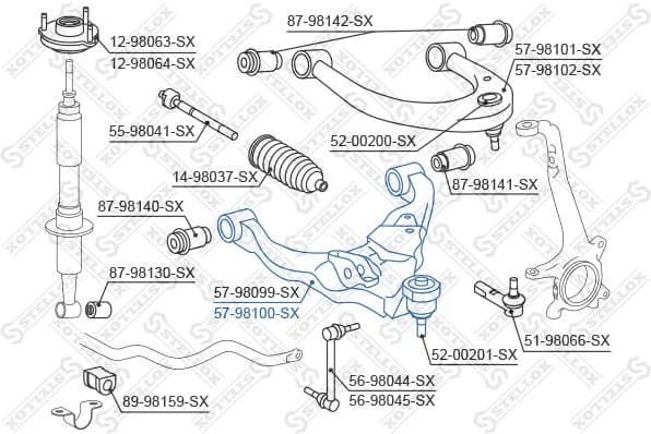 Control/Trailing Arm, wheel suspension 57-98100-SX