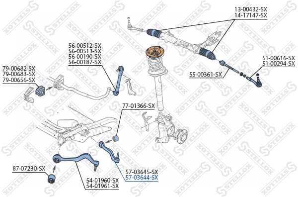 Control/Trailing Arm, wheel suspension 57-03644-SX