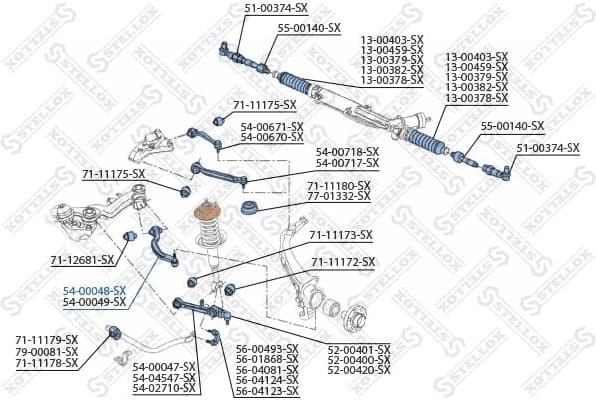 Control/Trailing Arm, wheel suspension 54-00048-SX