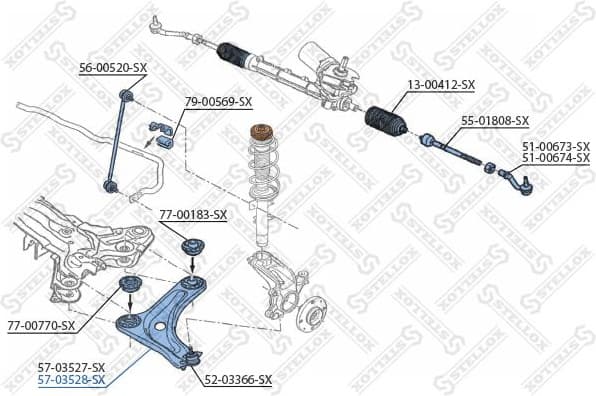 Control/Trailing Arm, wheel suspension 57-03528-SX