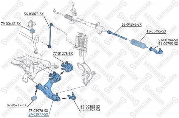 Control/Trailing Arm, wheel suspension 57-03977-SX