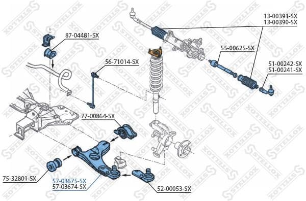 Control/Trailing Arm, wheel suspension 57-03675-SX