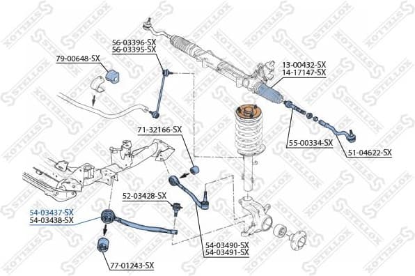 Control/Trailing Arm, wheel suspension 54-03437-SX