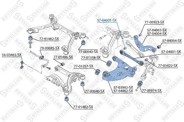Control/Trailing Arm, wheel suspension 57-04001-SX