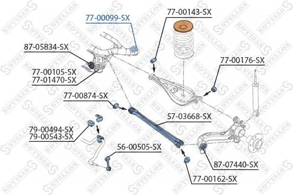 Mounting, control/trailing arm 77-00099-SX