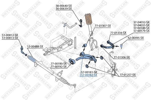 Control/Trailing Arm, wheel suspension 57-00182-SX