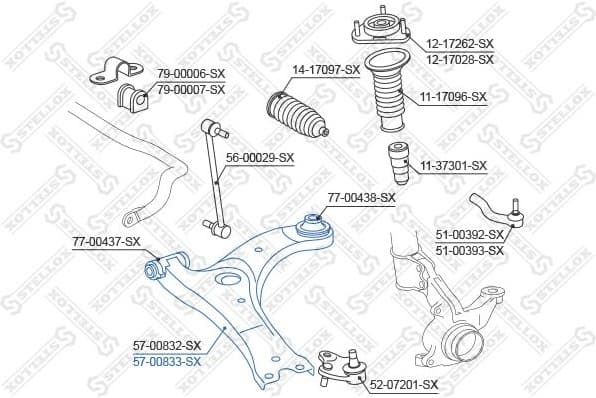 Control/Trailing Arm, wheel suspension 57-00833-SX