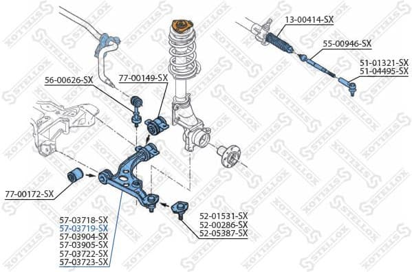 Control/Trailing Arm, wheel suspension 57-03719-SX