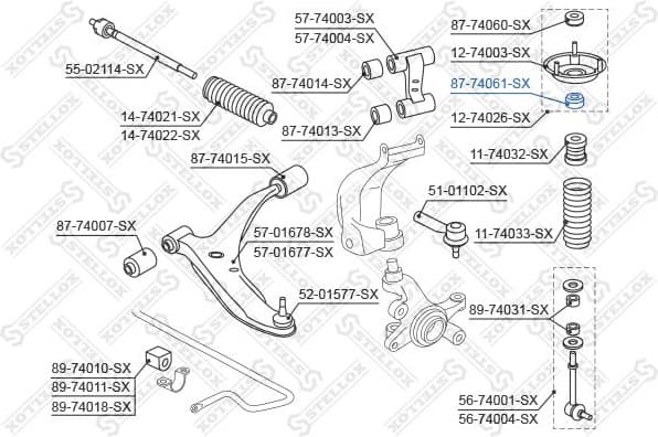 Repair Kit, suspension strut support mount 87-74061-SX - image 2