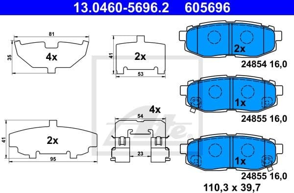 Brake Pad Set, disc brake 13.0460-5696.2