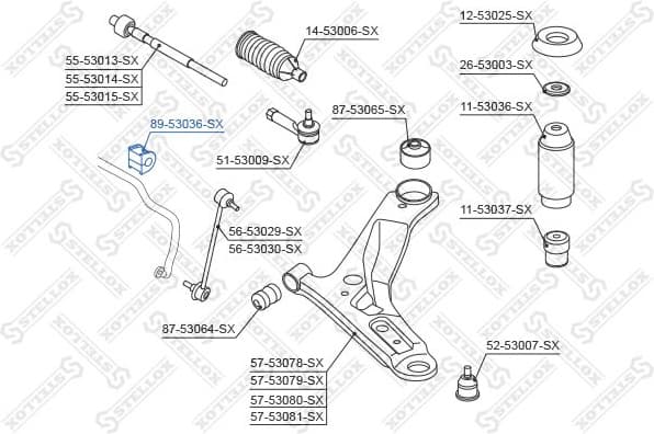 Mounting, stabiliser bar 89-53036-SX