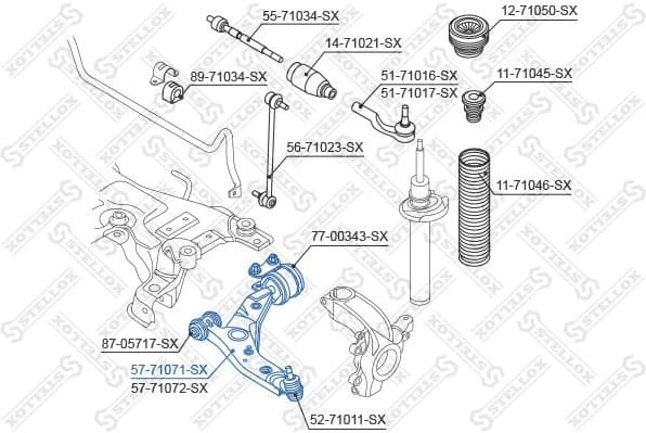 Control/Trailing Arm, wheel suspension 57-71071-SX