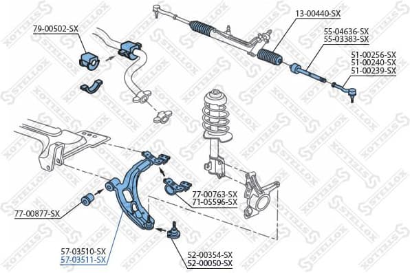 Control/Trailing Arm, wheel suspension 57-03511-SX