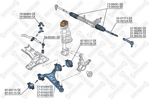 Control/Trailing Arm, wheel suspension 57-01695-SX - image 2