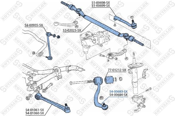 Control/Trailing Arm, wheel suspension 54-00683-SX