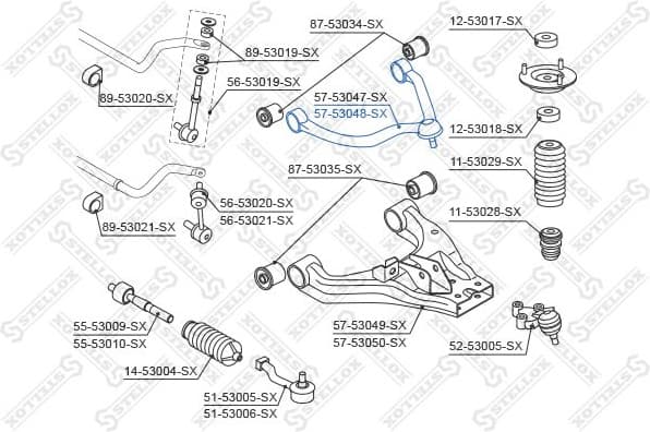 Control/Trailing Arm, wheel suspension 57-53048-SX