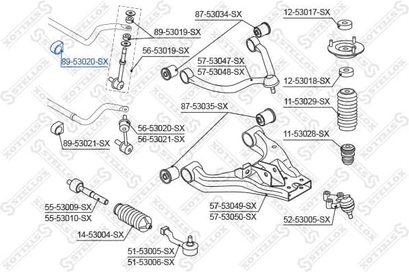 Mounting, stabiliser bar 89-53020-SX