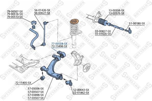 Mounting, control/trailing arm 77-00158-SX