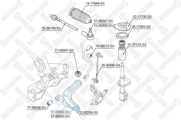 Control/Trailing Arm, wheel suspension 57-00092-SX