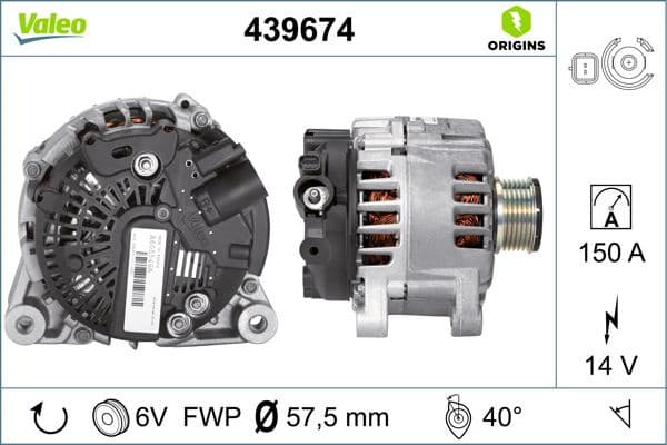 Alternator VALEO ORIGINS NEW OE TECHNOLOGY 439674