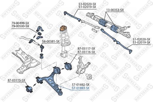 Control/Trailing Arm, wheel suspension 57-01693-SX - image 2