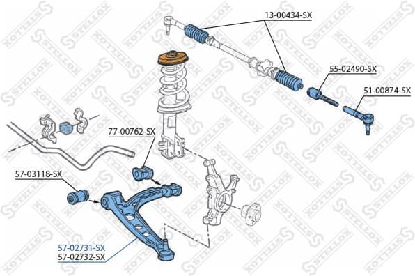 Control/Trailing Arm, wheel suspension 57-02731-SX